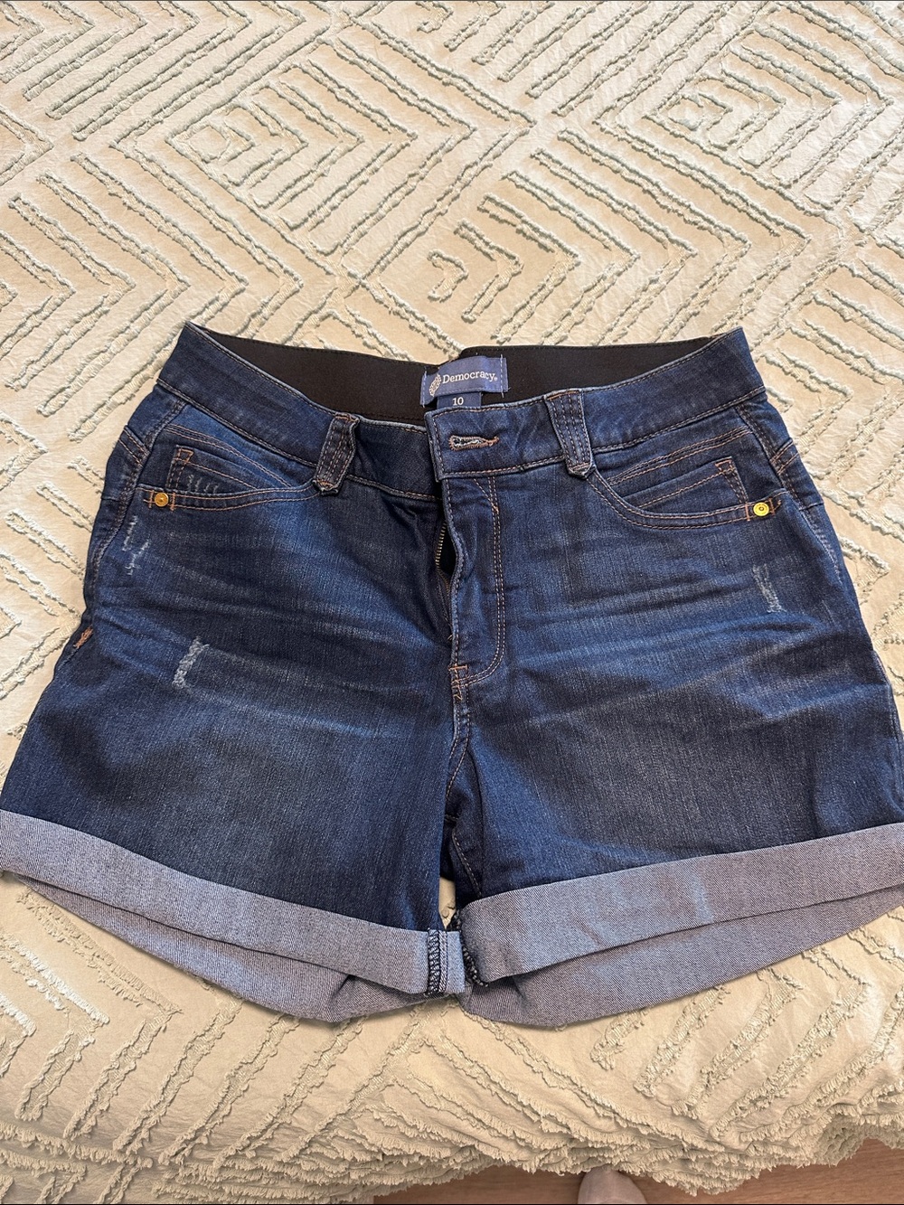 Democracy Dark Blue Rolled Cuff Denim Shorts